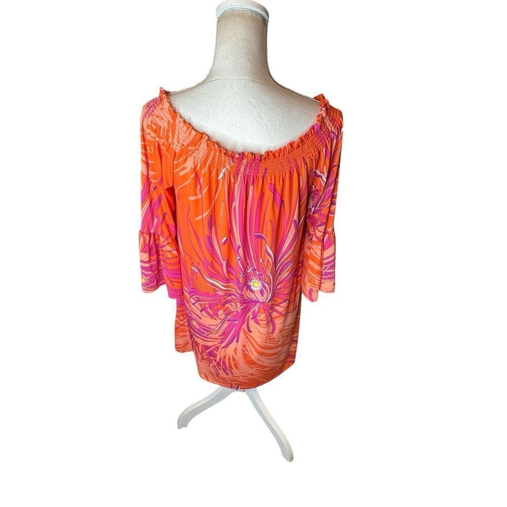 Trina Turk Off The Shoulder Mini Tropical Floral Multi-Color Dress Size L - Picture 3 of 4